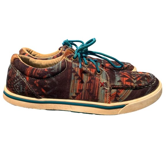 Twisted X Hooey Lopers Men's Size 7 Aztec Print Casual Shoes Teal Laces Festival - Picture 4 of 9